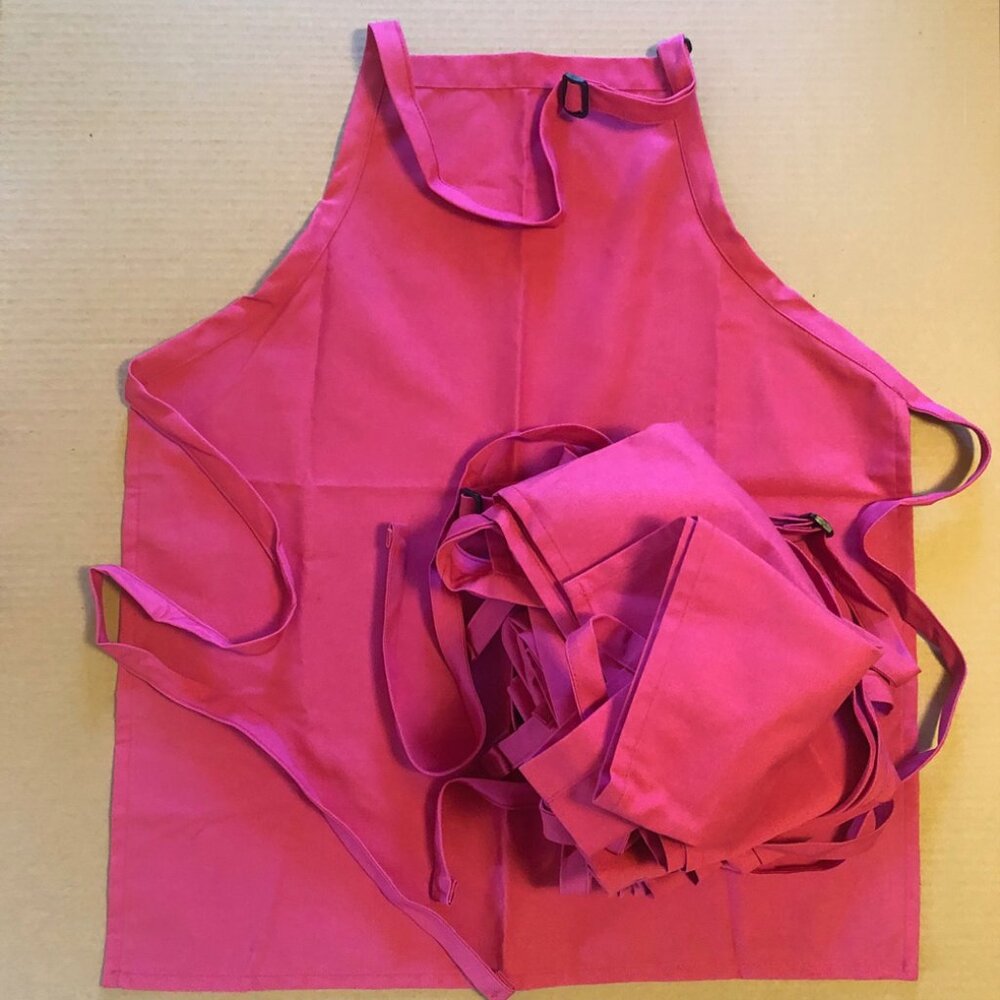 Bundle of 7 Barbie-pink Chef Aprons – Made in USA NWOT